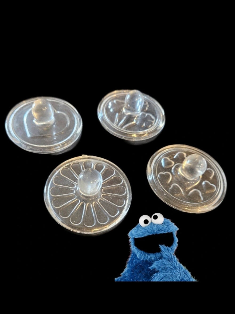Vintage Pressed Glass Cookie Stamps – Set of 4